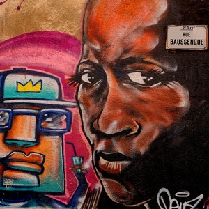 Portrait d'un homme noir et d'un personnage au visage carré - France  - collection de photos clin d'oeil, catégorie streetart